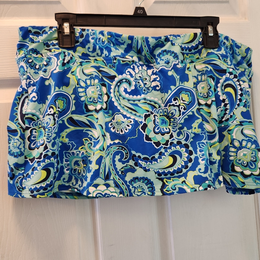 Lands' End Blue Green Swim Skirt Resort Wear